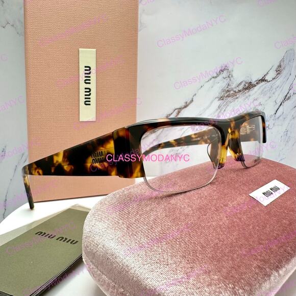 NEW MIU MIU Sunglasses Honey Havana Brown Vedette Clear Blue Light Lens main image 14